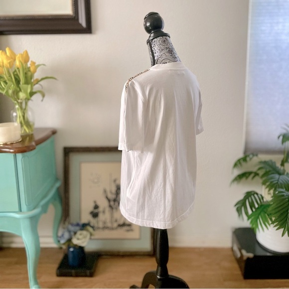 Burberry Women's White Check Trim Cotton Boxy Tee T-Shirt, Size XL - Picture 10 of 15